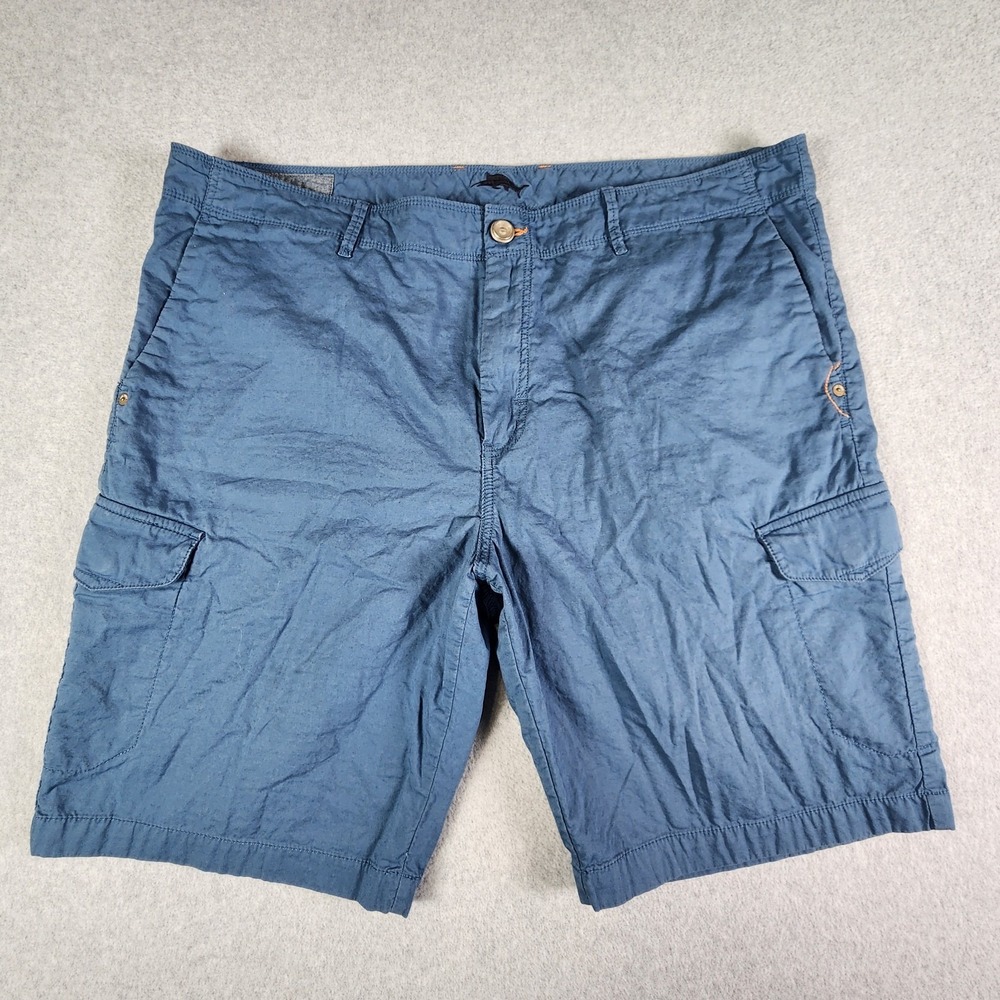 Tommy Bahama Cotton Cargo Shorts Men 42x10 Blue Lighweight 10" Inseam Bermuda